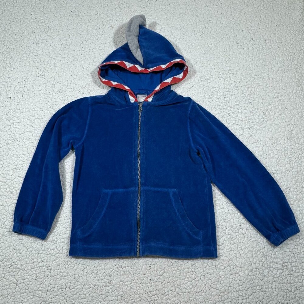 Hanna Andersson Kids Shark Hoodie In Sunsoft Terry Size 6-7 Beach Pool